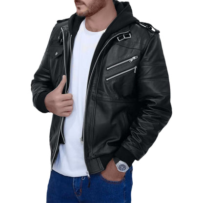 Men's Zip-Up Motorcycle Bomber Jacket