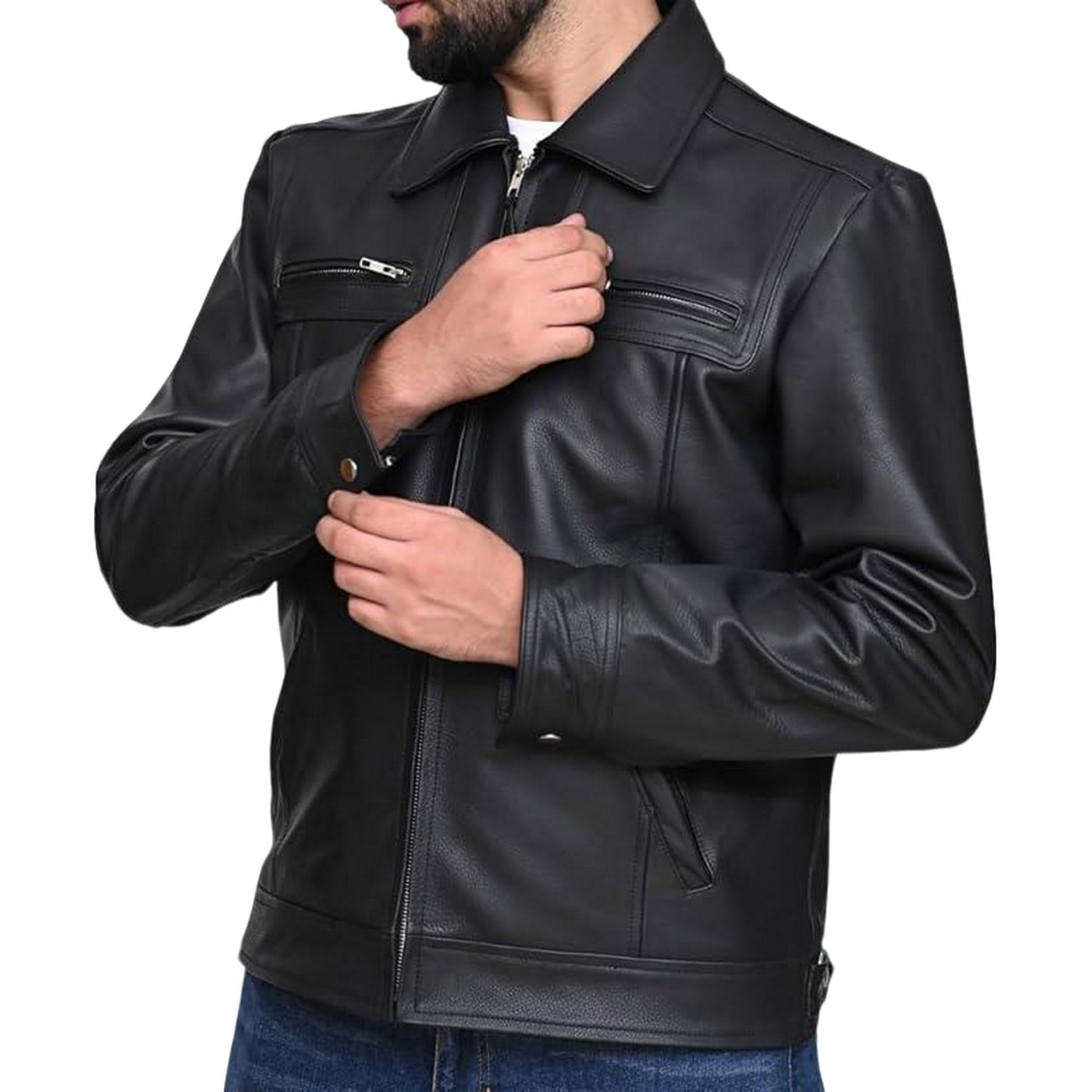 Men's Elegant Midnight Black Leather Jacket