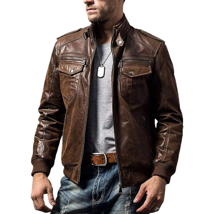 Men's Sleek Brown Aviator Jacket